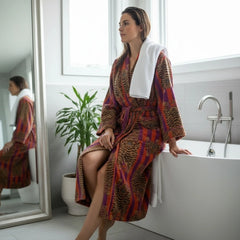 The Velvet Edit  – Hand-Printed Recycled Cotton Bath Robes (Orchid Ember)