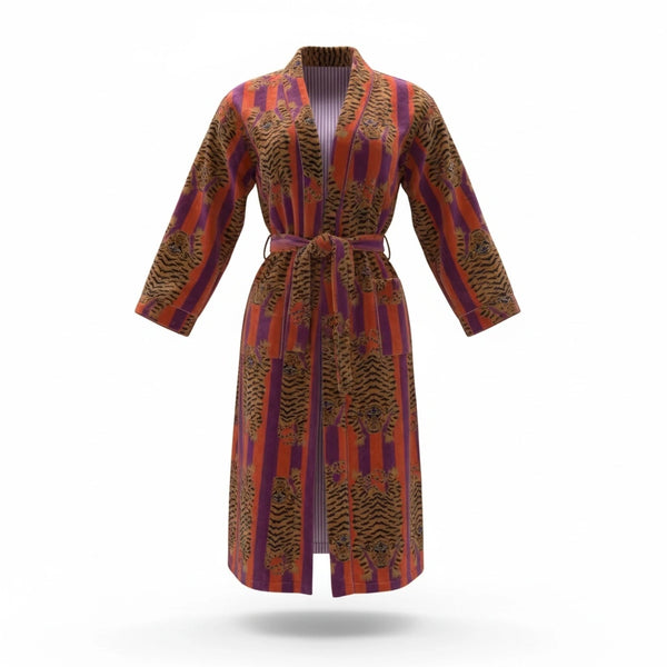 The Velvet Edit  – Hand-Printed Recycled Cotton Bath Robes (Orchid Ember)
