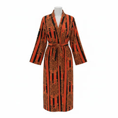 The Velvet Edit  – Hand-Printed Recycled Cotton Bath Robes (Tiger Fire)