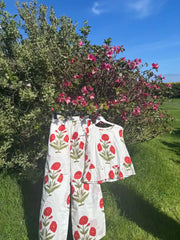 The Summer Breeze Peplum & Trouser Set (Scarlet Solstice)