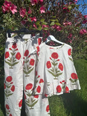 The Summer Breeze Peplum & Trouser Set (Scarlet Solstice)