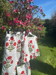 The Summer Breeze Peplum & Trouser Set (Scarlet Solstice)