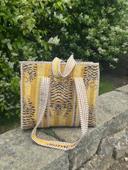 The Mid-Size Saffron Stripe Small Tote Bag
