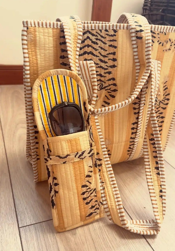 The Mid-Size Saffron Stripe Small Tote Bag