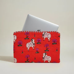 Tech & Lifestyle – Hand-Printed Recycled Cotton Laptop Covers (Kamala Lotus)