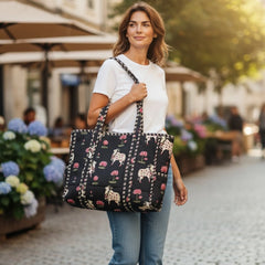 Bags & Travel – Hand-Printed Recycled Cotton Tote Bag (Midnight Lotus)