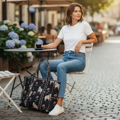 Bags & Travel – Hand-Printed Recycled Cotton Tote Bag (Midnight Lotus)