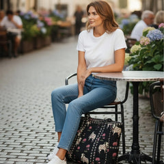 Bags & Travel – Hand-Printed Recycled Cotton Tote Bag (Midnight Lotus)