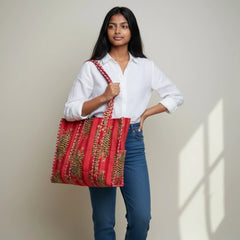Bags & Travel – Hand-Printed Recycled Cotton Tote Bag (Sienna Spirit)