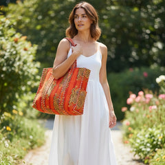 Bags & Travel – Hand-Printed Recycled Cotton Tote Bag (Wild Sunset)