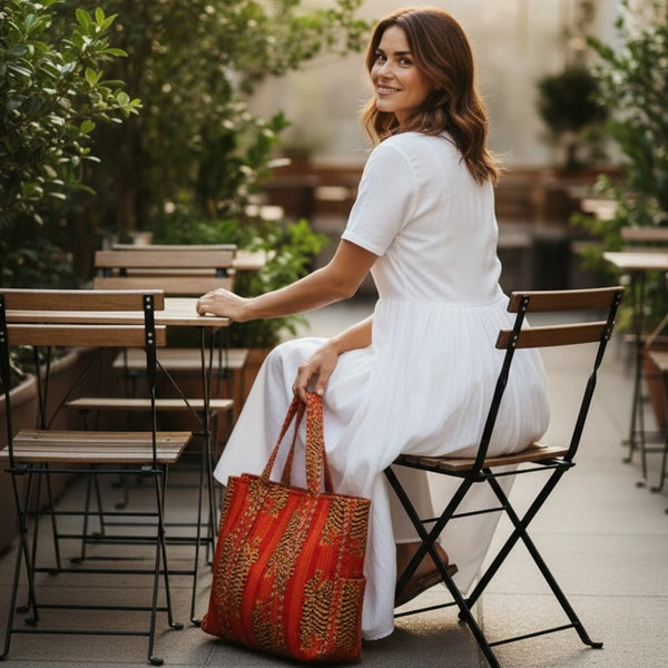 Bags & Travel – Hand-Printed Recycled Cotton Tote Bag (Wild Sunset)