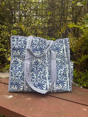 Bags & Travel – Hand-Printed Recycled Cotton Tote Bag (Jodhpur Sky)