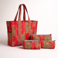 Handcrafted Tote Bag & Cosmetic Bags Set (3 Pieces)