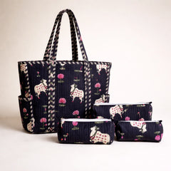 Handcrafted Tote Bag & Cosmetic Bags Set (3 Pieces)