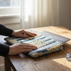 Tech & Lifestyle – Hand-Printed Recycled Cotton Laptop Covers (Twilight Tiger)
