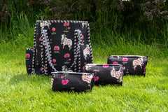 Hand-Printed Recycled Cotton Tote Bag (Midnight Lotus)