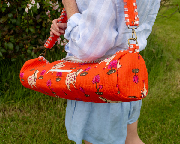 Hand-Printed Recycled Cotton Yoga Bag (Kamala Lotus)